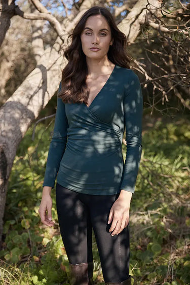 Organic Bamboo L/S Cross Front Maternity & Nursing Top